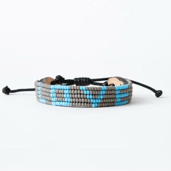 UBUNTU LIFE Jewelry - 🩶🩵 NWT LOVE Bracelet • Gray/Turquoise UBUNTU Life Handwoven/Beaded • Adjustable